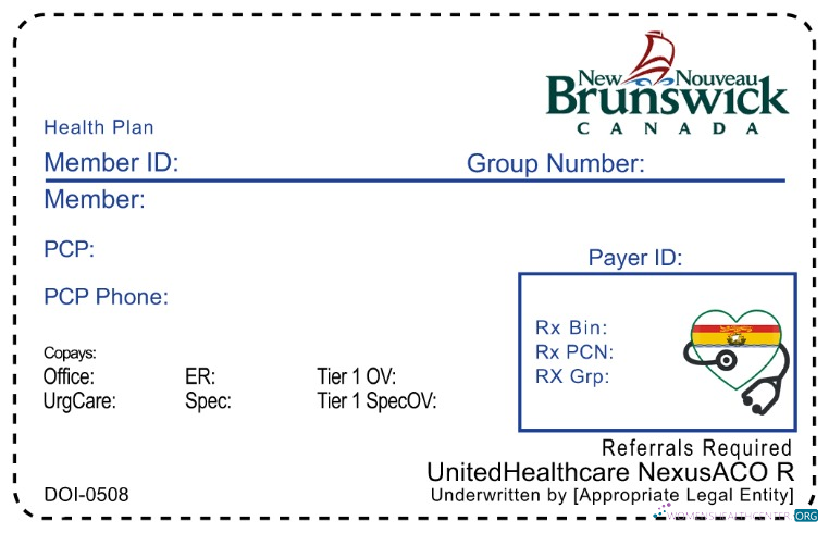 Download New Brunswick health insurance card Photoshop template